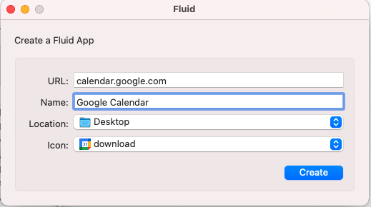can i create an icon for google calendar on mac?